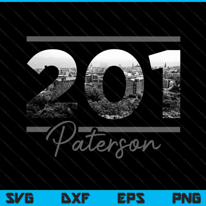 Paterson 201 Netnummer Skyline New Jersey Vintage SVG PNG snijden afdrukbare bestanden