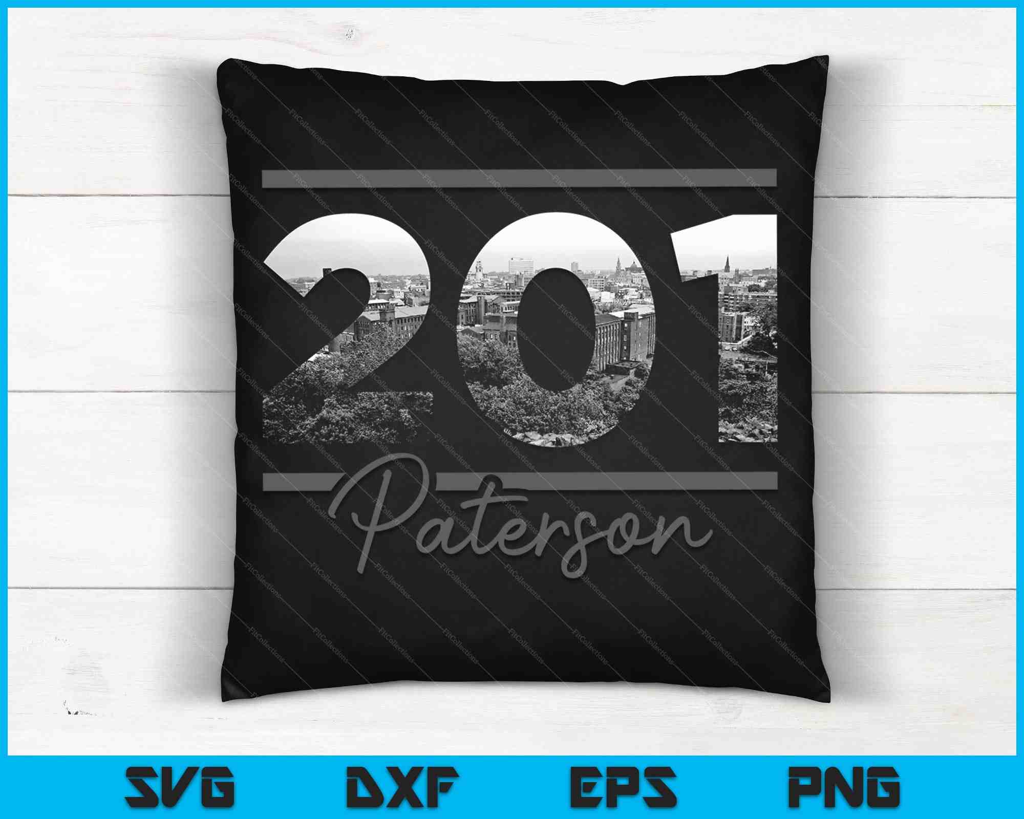 Paterson 201 Area Code Skyline New Jersey Vintage SVG PNG Files ...