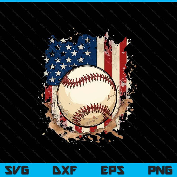 Patriotic baseball 4th of July men USA American flag SVG cut file