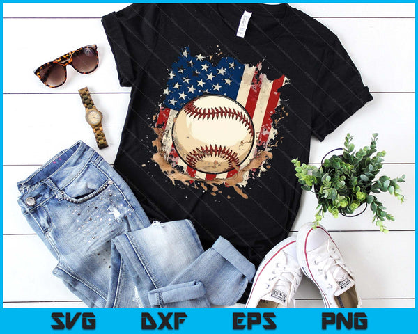 Patriotic Baseball 4th Of July Men USA American Flag SVG PNG Digital Printable Files