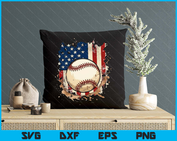 Patriotic Baseball 4th Of July Men USA American Flag SVG PNG Digital Printable Files