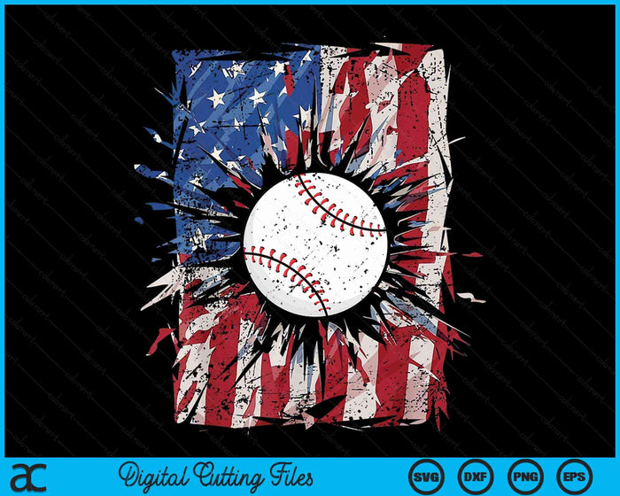 Patriotic Baseball 4th Of July USA American Flag SVG PNG Digital Cutting Files