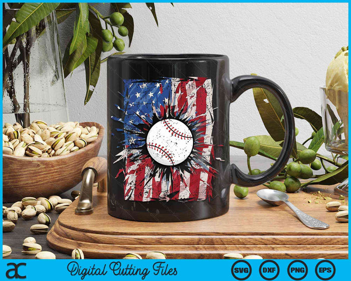 Patriotic Baseball 4th Of July USA American Flag SVG PNG Digital Cutting Files