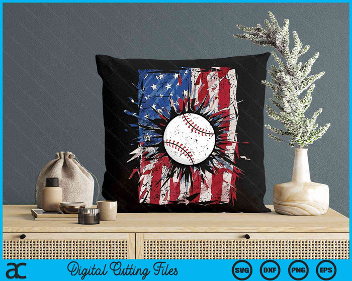 Patriotic Baseball 4th Of July USA American Flag SVG PNG Digital Cutting Files