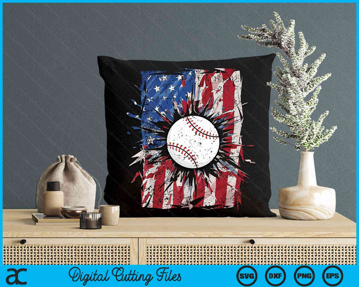 Patriottische honkbal 4 juli USA Amerikaanse vlag SVG PNG digitale snijbestanden