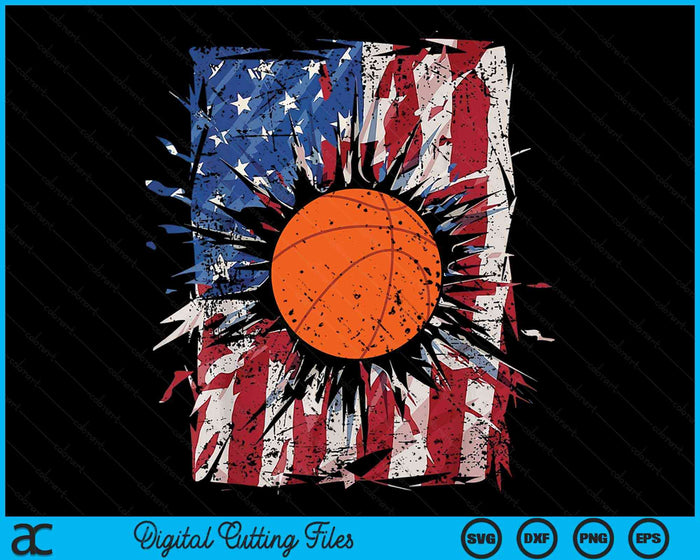 Patriottische basketbal 4 juli USA Amerikaanse vlag SVG PNG digitale snijbestanden