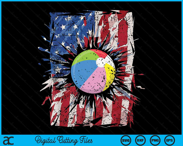 Patriottische strandbal 4 juli USA Amerikaanse vlag SVG PNG digitale snijbestanden