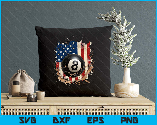Patriotic Billiards 4th Of July Men USA American Flag Boys SVG PNG Digital Printable Files