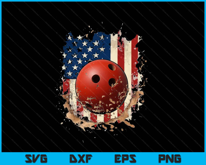 Patriotic Bowling 4th Of July Men USA American Flag Boys SVG PNG Digital Printable Files