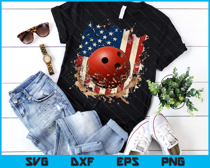 Patriotic Bowling 4th Of July Men USA American Flag Boys SVG PNG Digital Printable Files