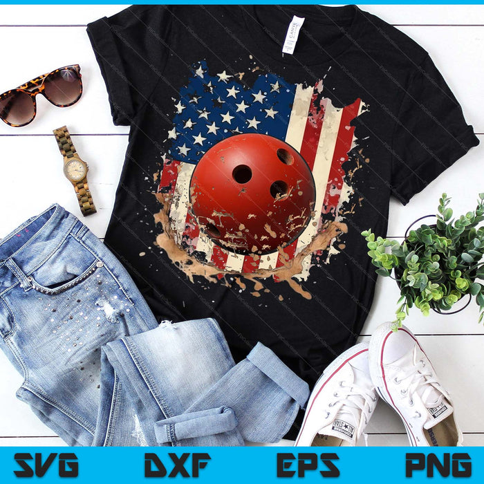 Patriotic Bowling 4th Of July Men USA American Flag Boys SVG PNG Digital Printable Files
