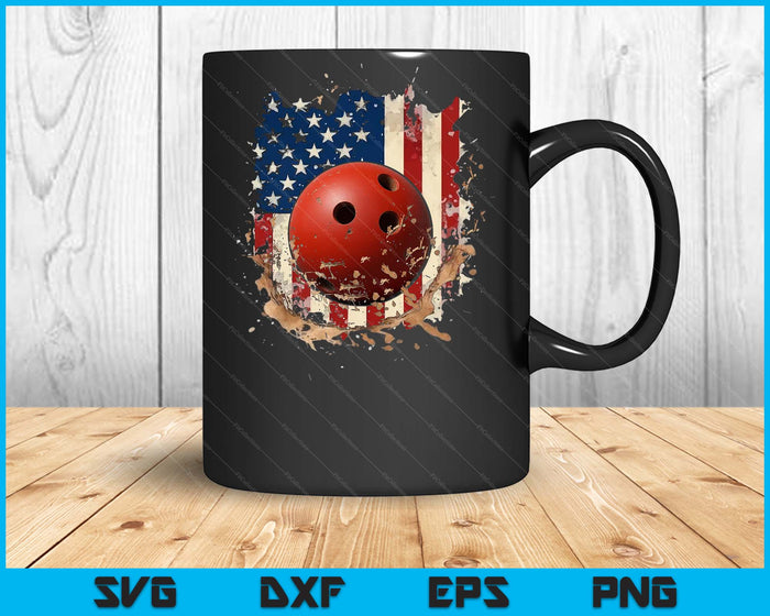 Patriotic Bowling 4th Of July Men USA American Flag Boys SVG PNG Digital Printable Files