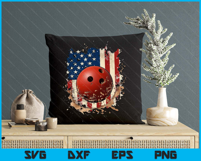 Patriotic Bowling 4th Of July Men USA American Flag Boys SVG PNG Digital Printable Files