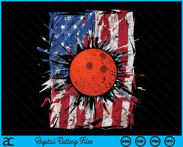 Patriottische bowlingbal 4 juli USA Amerikaanse vlag SVG PNG digitale snijbestanden
