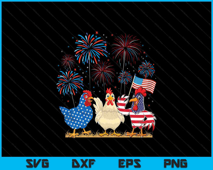 Patriotic Chicken Squad July 4th Humor American Flag SVG PNG Digital Printable Files