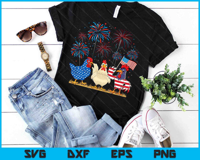 Patriotic Chicken Squad July 4th Humor American Flag SVG PNG Digital Printable Files