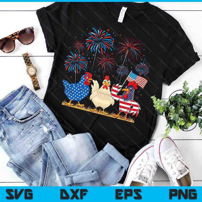 Patriotic Chicken Squad July 4th Humor American Flag SVG PNG Digital Printable Files