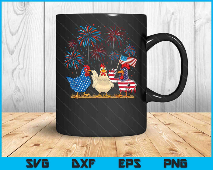 Patriotic Chicken Squad July 4th Humor American Flag SVG PNG Digital Printable Files