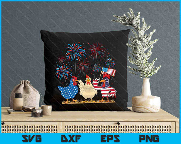 Patriotic Chicken Squad July 4th Humor American Flag SVG PNG Digital Printable Files