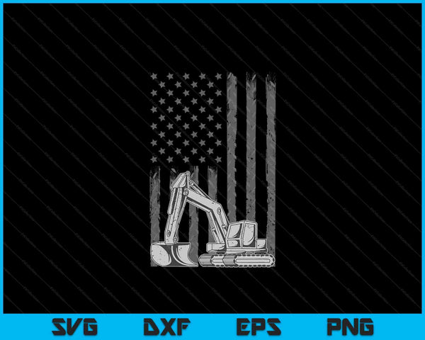 Patriotic Construction Worker Excavator Operator Digger Cool SVG PNG Digital Cutting Files