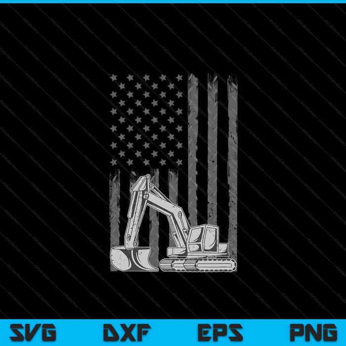 Patriotic Construction Worker Excavator Operator Digger Cool SVG PNG Digital Cutting Files