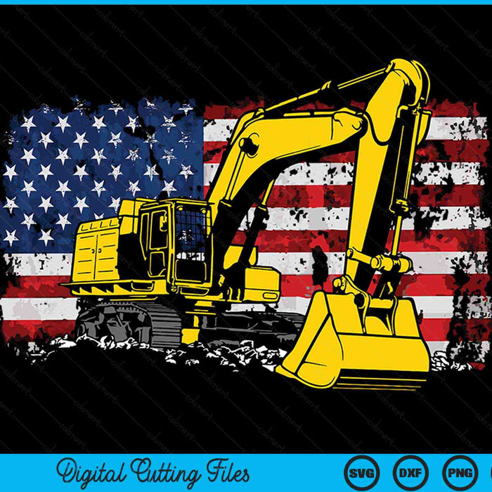Patriotic Construction Worker Excavator Operator Digger Cool SVG PNG Cutting Printable Files