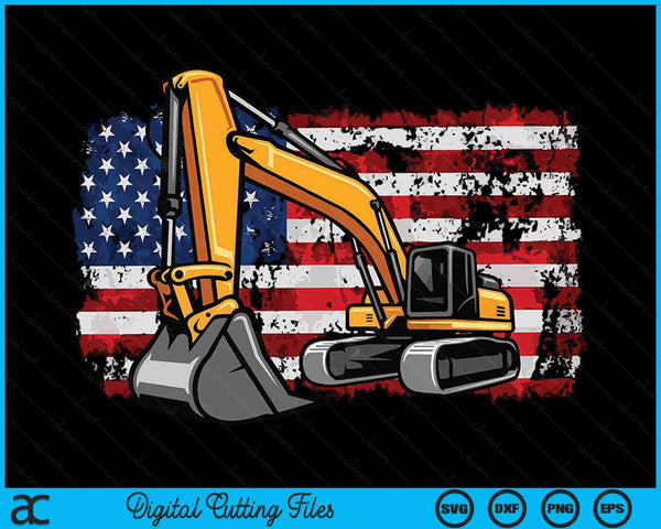 Patriotic Construction Worker Excavator Operator Digger Cool SVG PNG Digital Printable Files