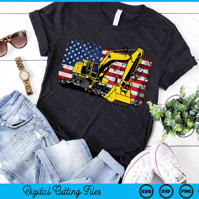 Patriotic Construction Worker Excavator Operator Digger Cool SVG PNG Cutting Printable Files