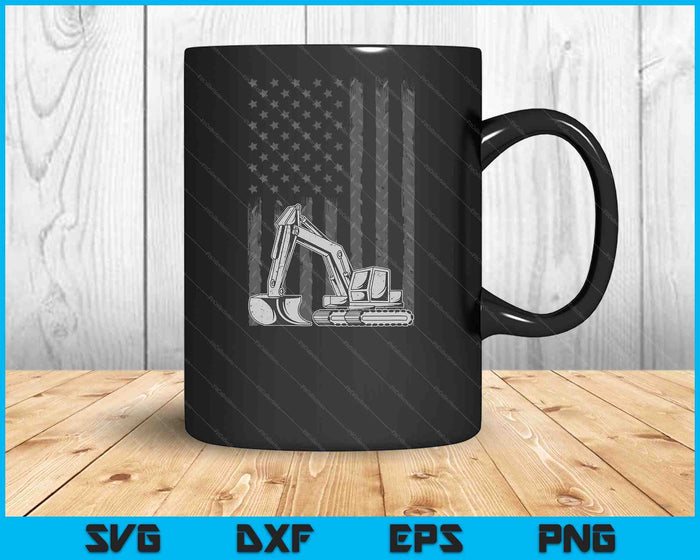 Patriotic Construction Worker Excavator Operator Digger Cool SVG PNG Digital Cutting Files