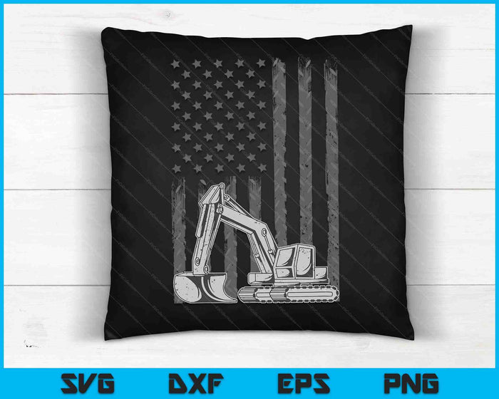 Patriotic Construction Worker Excavator Operator Digger Cool SVG PNG Digital Cutting Files