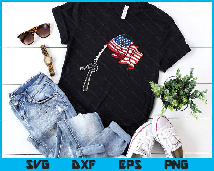 Patriotic Fishing USA Flag Fisherman 4th Of July SVG PNG Digital Printable Files