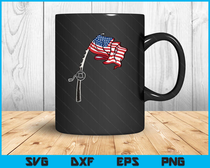 Patriotic Fishing USA Flag Fisherman 4th Of July SVG PNG Digital Printable Files