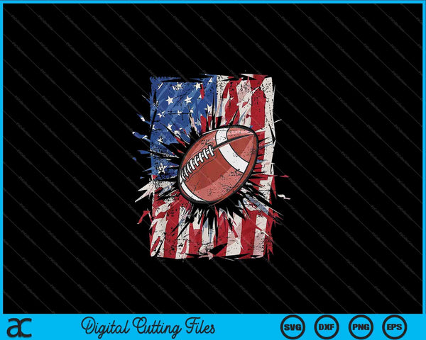 Patriotic football 4th of July men USA American flag boys SVG cut file