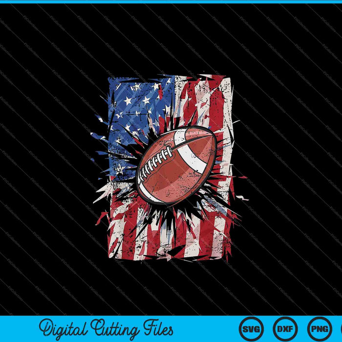 Patriotic football 4th of July men USA American flag boys SVG cut file