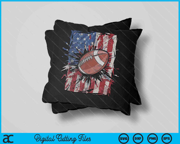 Patriotic Football 4th of July Men USA American Flag Boys SVG PNG Digital Cutting Files