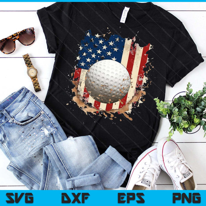 Patriotic Golf 4th Of July Men USA American Flag Boys SVG PNG Digital Printable Files