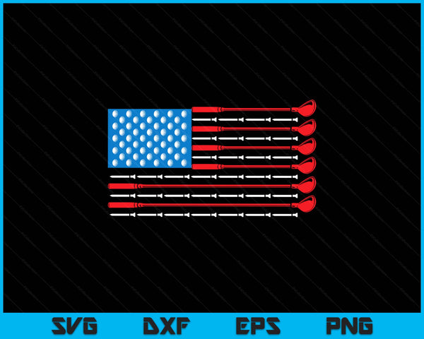Patriotic Golf Shirt - USA Flag Golf Clubs & Golf Balls Tee SVG PNG Digital Printable Files