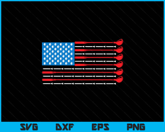 Patriotic Golf Shirt - USA Flag Golf Clubs & Golf Balls Tee SVG PNG Digital Printable Files