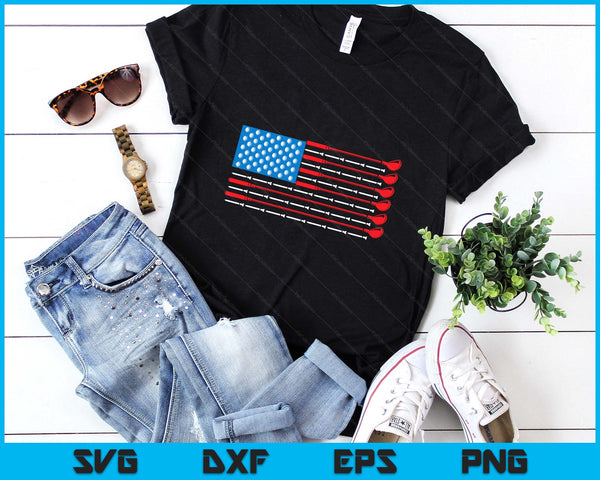 Patriotic Golf Shirt - USA Flag Golf Clubs & Golf Balls Tee SVG PNG Digital Printable Files
