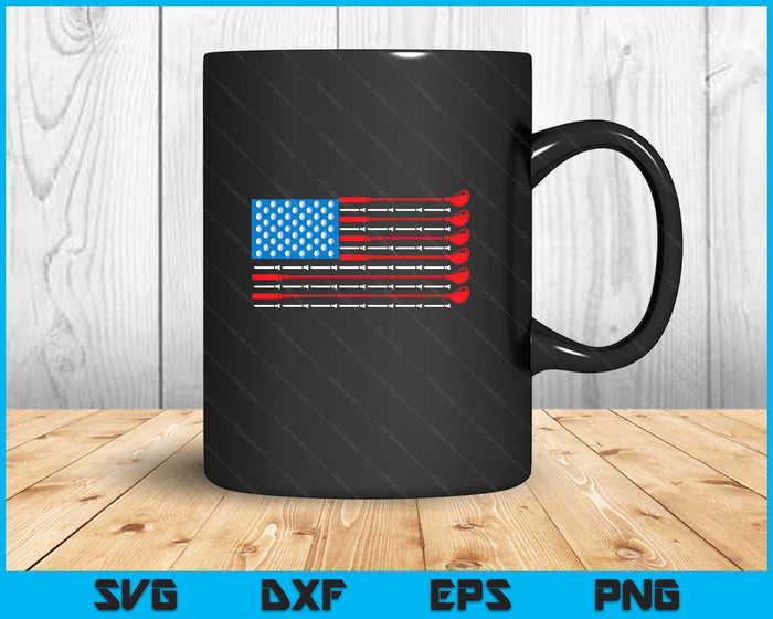Patriotic Golf Shirt - USA Flag Golf Clubs & Golf Balls Tee SVG PNG Digital Printable Files