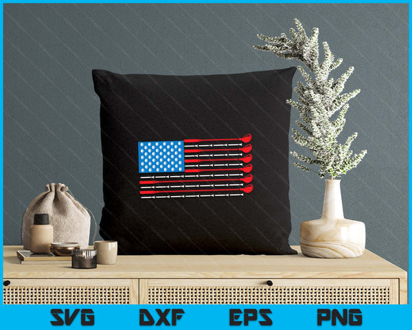 Patriotic Golf Shirt - USA Flag Golf Clubs & Golf Balls Tee SVG PNG Digital Printable Files