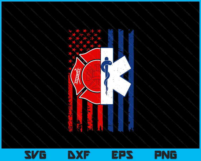 Patriotic Paramedic Firefighter EMT USA Flag EMS SVG PNG Digital Printable Files