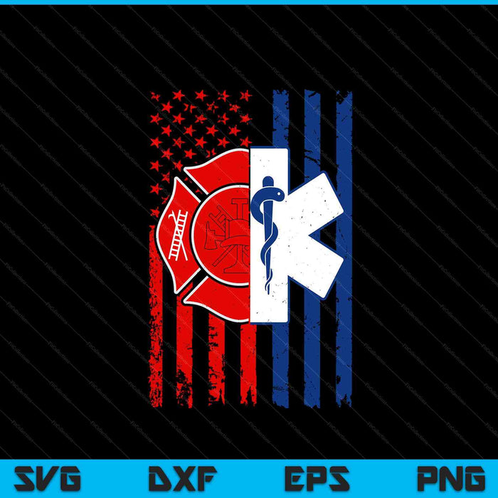 Patriotic paramedic firefighter EMT USA flag EMS SVG PNG cut file for Cricut