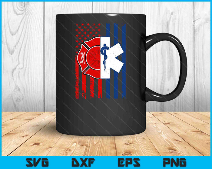 Patriotic Paramedic Firefighter EMT USA Flag EMS SVG PNG Digital Printable Files