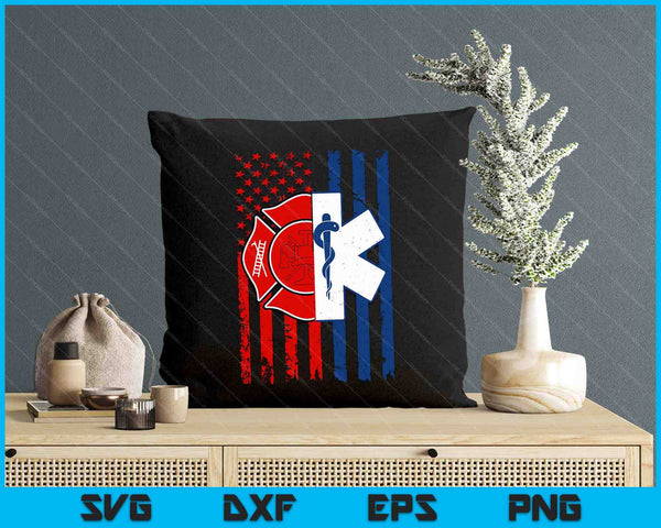 Patriotic Paramedic Firefighter EMT USA Flag EMS SVG PNG Digital Printable Files