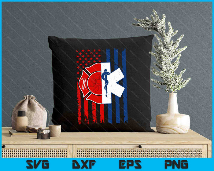 Patriotic Paramedic Firefighter EMT USA Flag EMS SVG PNG Digital Printable Files