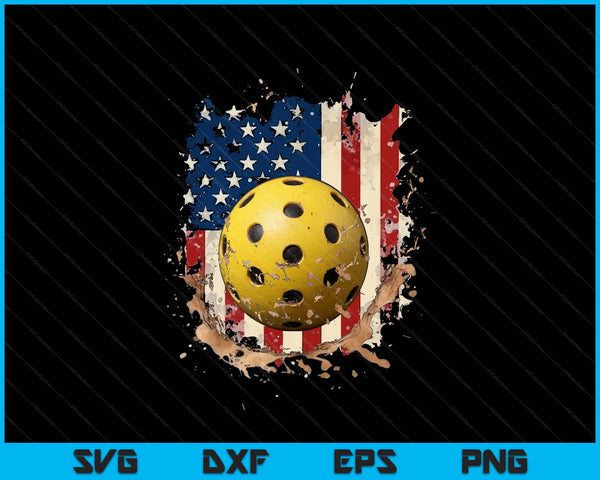 Patriotic pickleball 4th of July men USA American flag boys SVG cut file