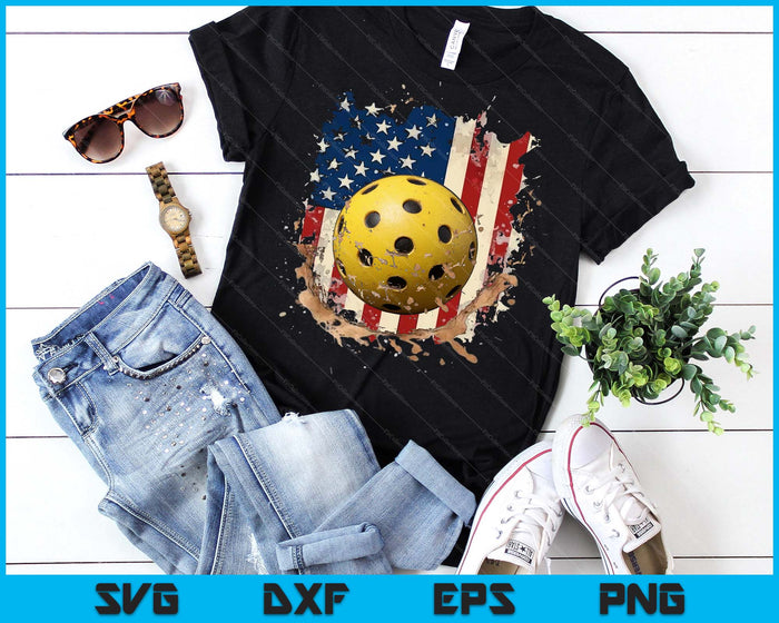 Patriotic Pickleball 4th Of July Men USA American Flag Boys SVG PNG Digital Printable Files
