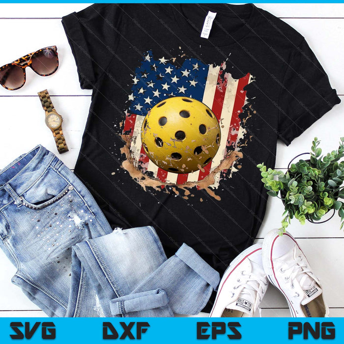 Patriotic Pickleball 4th Of July Men USA American Flag Boys SVG PNG Digital Printable Files