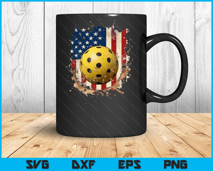 Patriotic Pickleball 4th Of July Men USA American Flag Boys SVG PNG Digital Printable Files